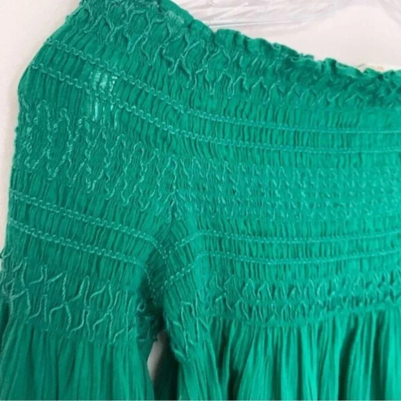 Maje LAFYR Top Blouse Green Long Sleeve Smocked  Off Shoulder M - Picture 15 of 16